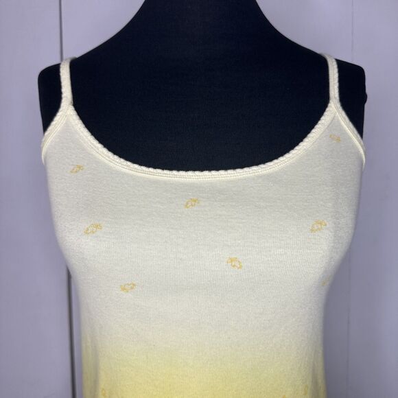 Vintage Y2K Yellow Ombre Tank Top S 2000s Cotton Ditsy Floral Fairy Whimsical - Picture 6 of 10